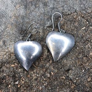Vintage Taxco earrings Mexican silver heart dangle